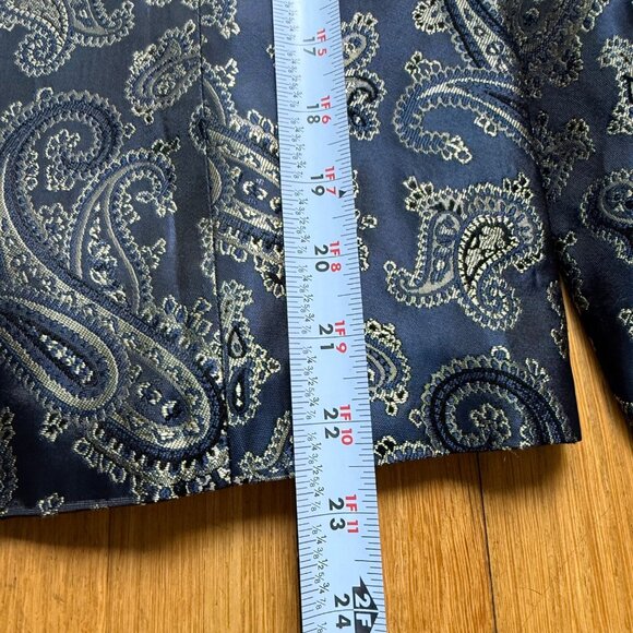 Y2K Scott McClintock Size 8 Black & Gold Paisley Faux Fur Collar Blazer Jacket - Picture 11 of 15